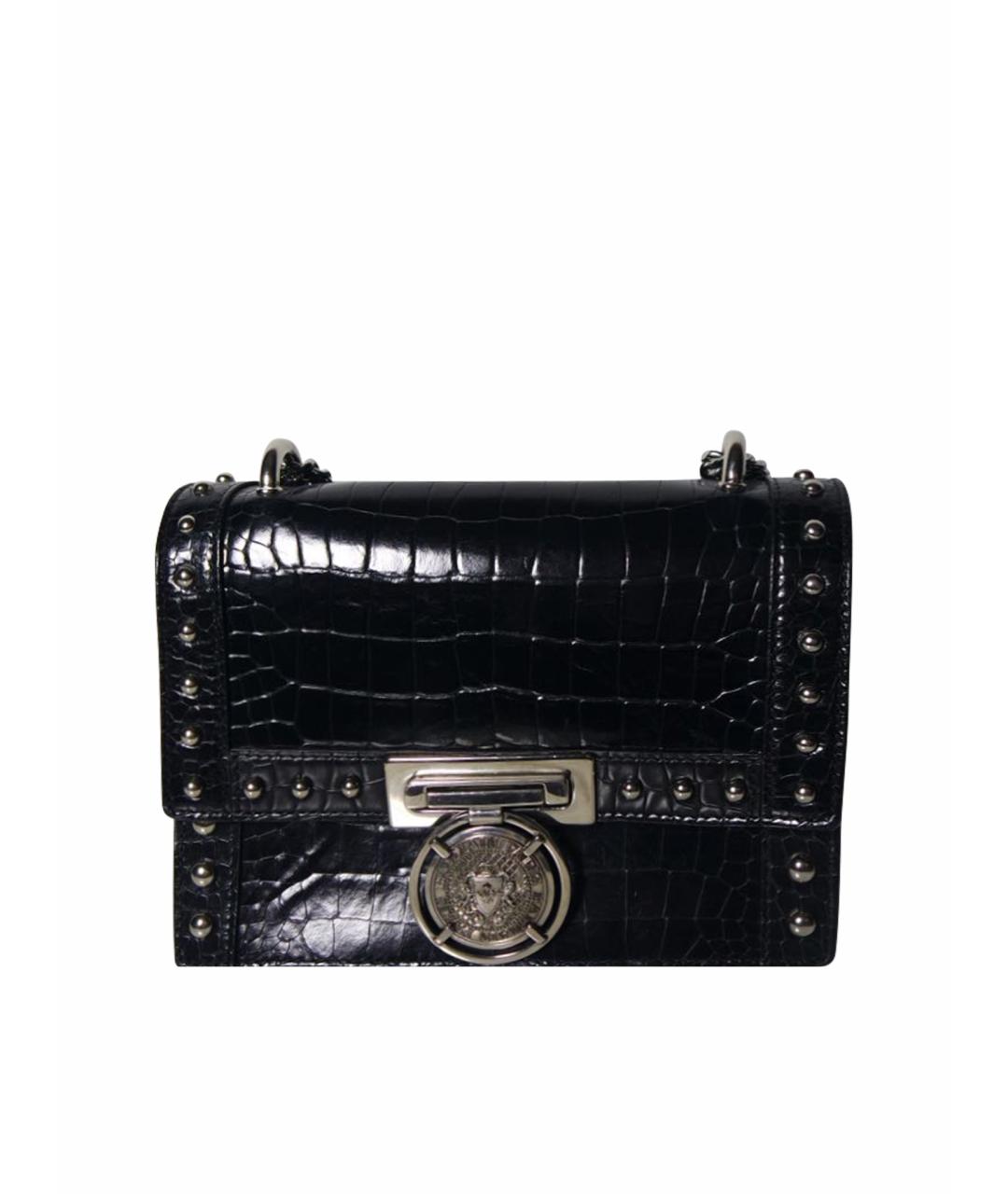 BALMAIN Черная сумка через плечо из экзотической кожи, фото 1