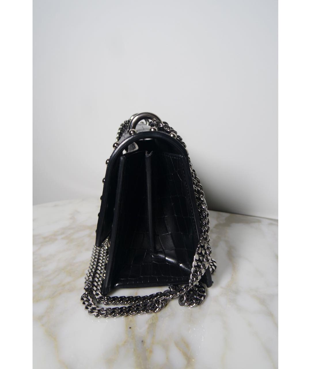 BALMAIN Черная сумка через плечо из экзотической кожи, фото 3