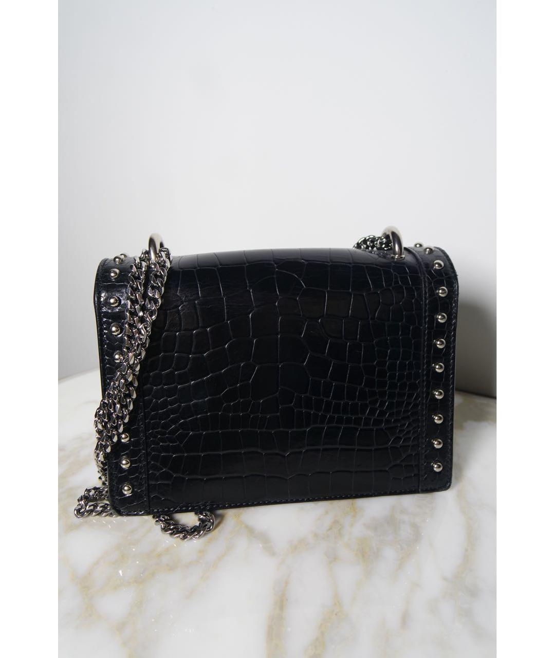 BALMAIN Черная сумка через плечо из экзотической кожи, фото 4