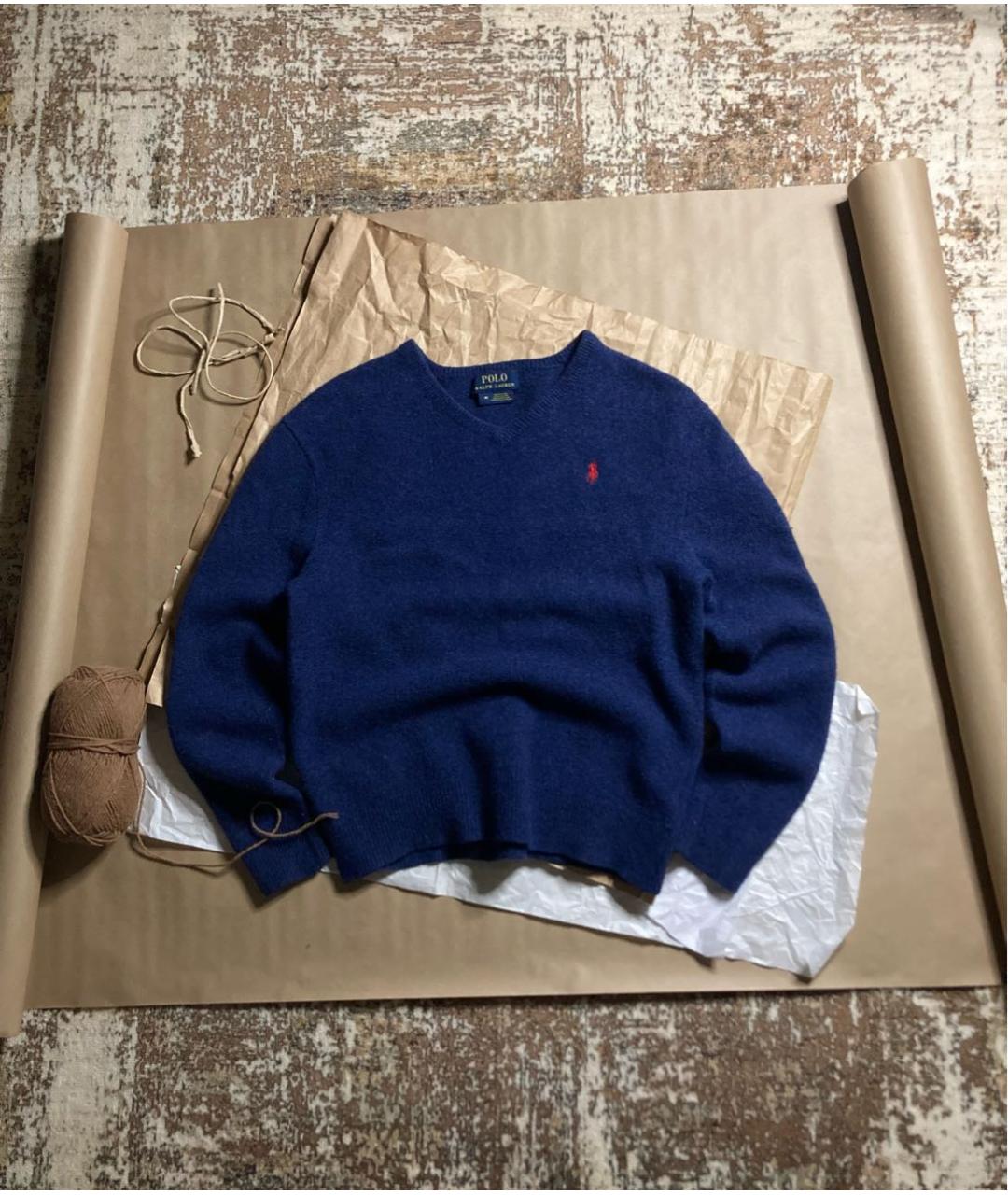 POLO RALPH LAUREN Темно-синий шерстяной джемпер / свитер, фото 8