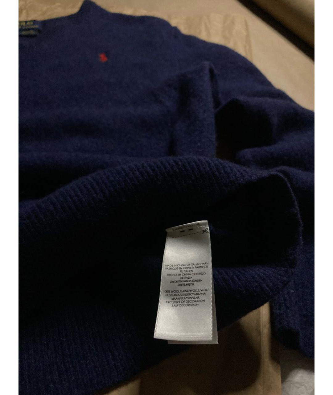 POLO RALPH LAUREN Темно-синий шерстяной джемпер / свитер, фото 4