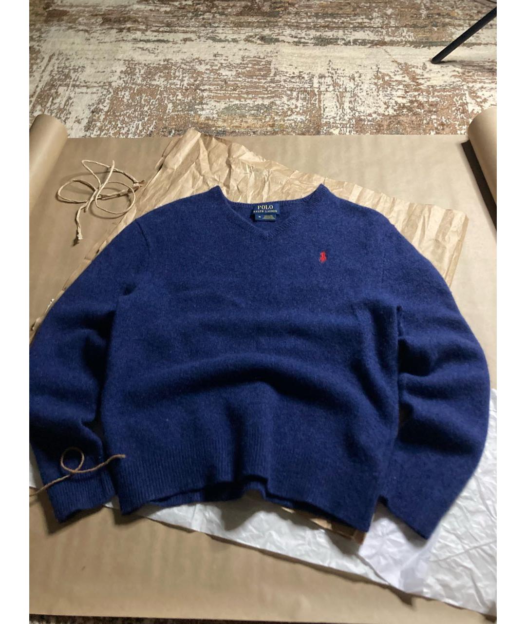 POLO RALPH LAUREN Темно-синий шерстяной джемпер / свитер, фото 5