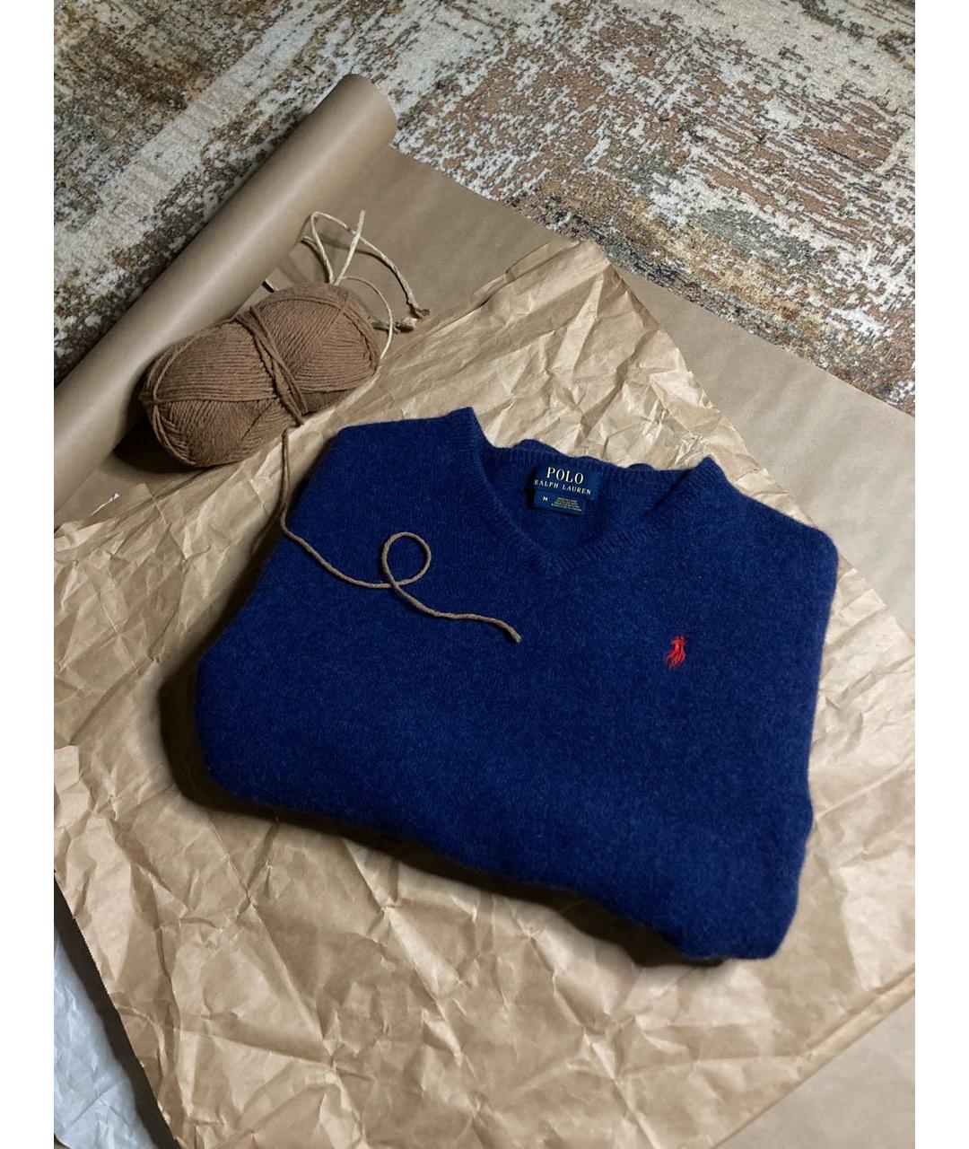 POLO RALPH LAUREN Темно-синий шерстяной джемпер / свитер, фото 2