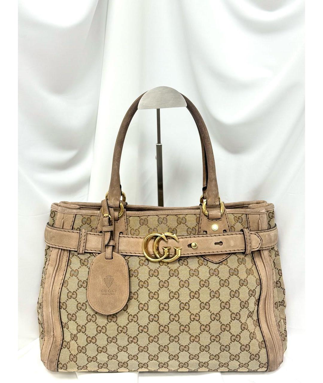 GUCCI Бежевая жаккардовая сумка тоут, фото 6