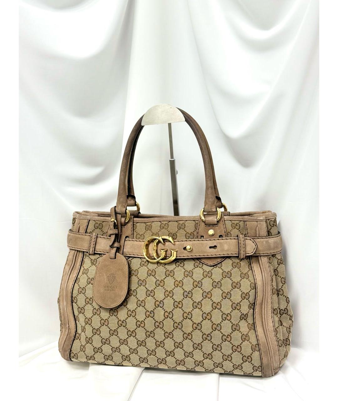 GUCCI Бежевая жаккардовая сумка тоут, фото 2