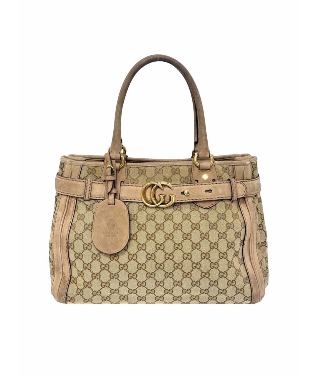 GUCCI Бежевая жаккардовая сумка тоут, фото 1