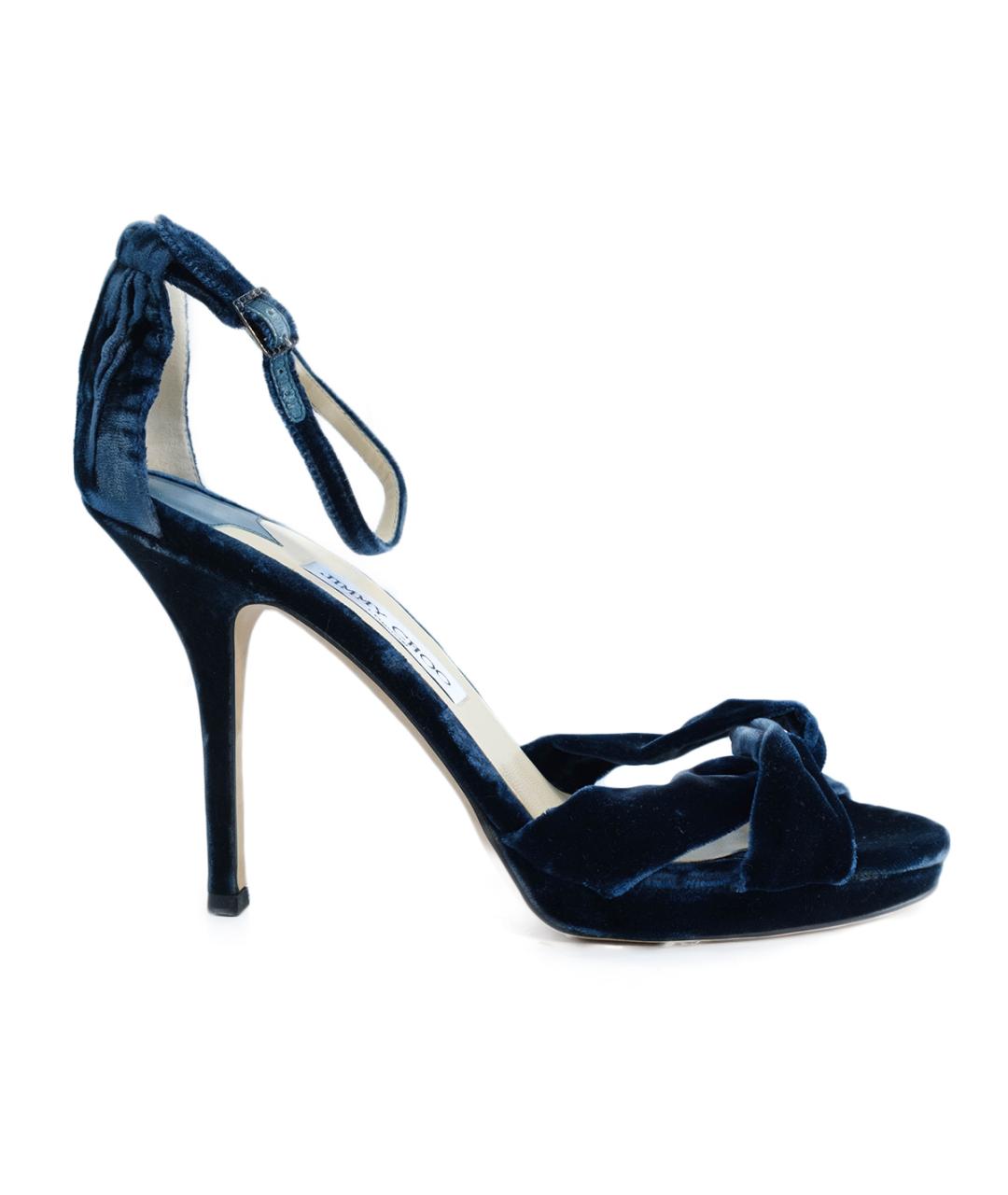 JIMMY CHOO Синие бархатные босоножки, фото 6