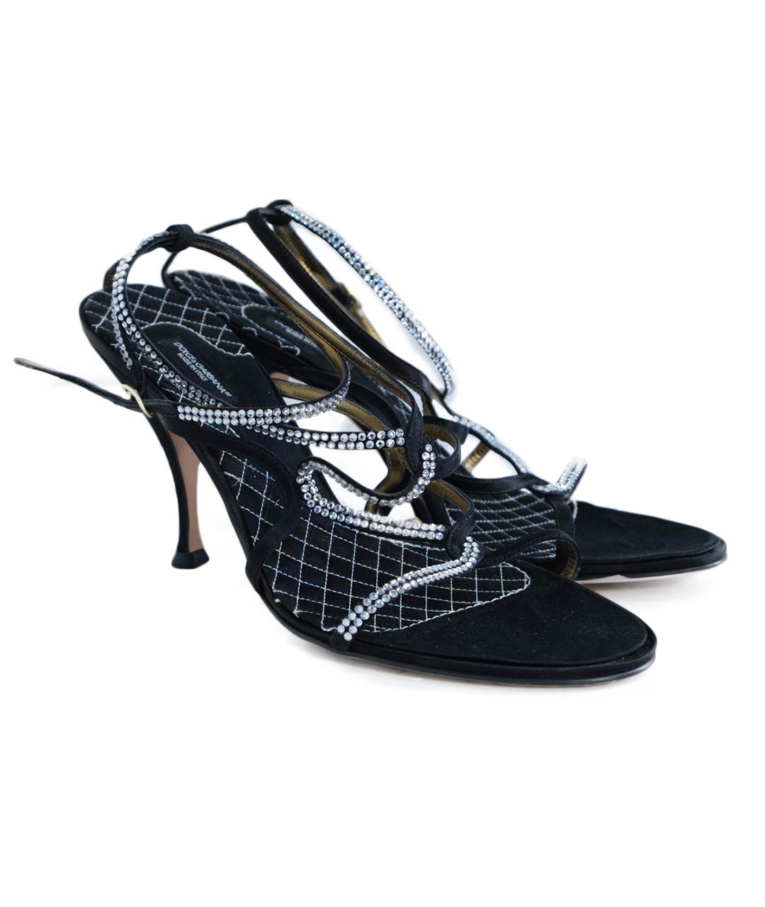 DOLCE&GABBANA Черные текстильные босоножки, фото 2