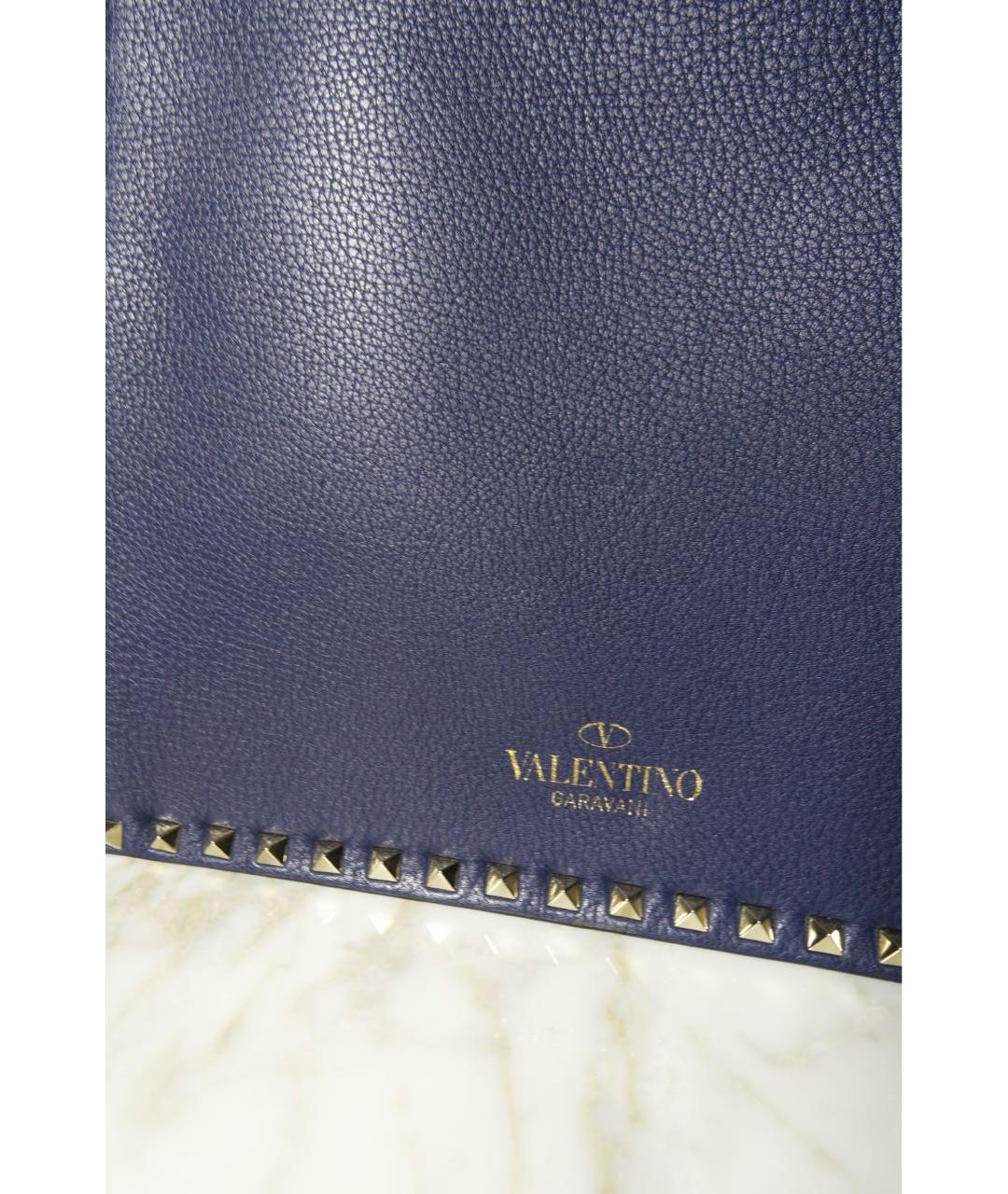 VALENTINO Синяя кожаная сумка с короткими ручками, фото 7