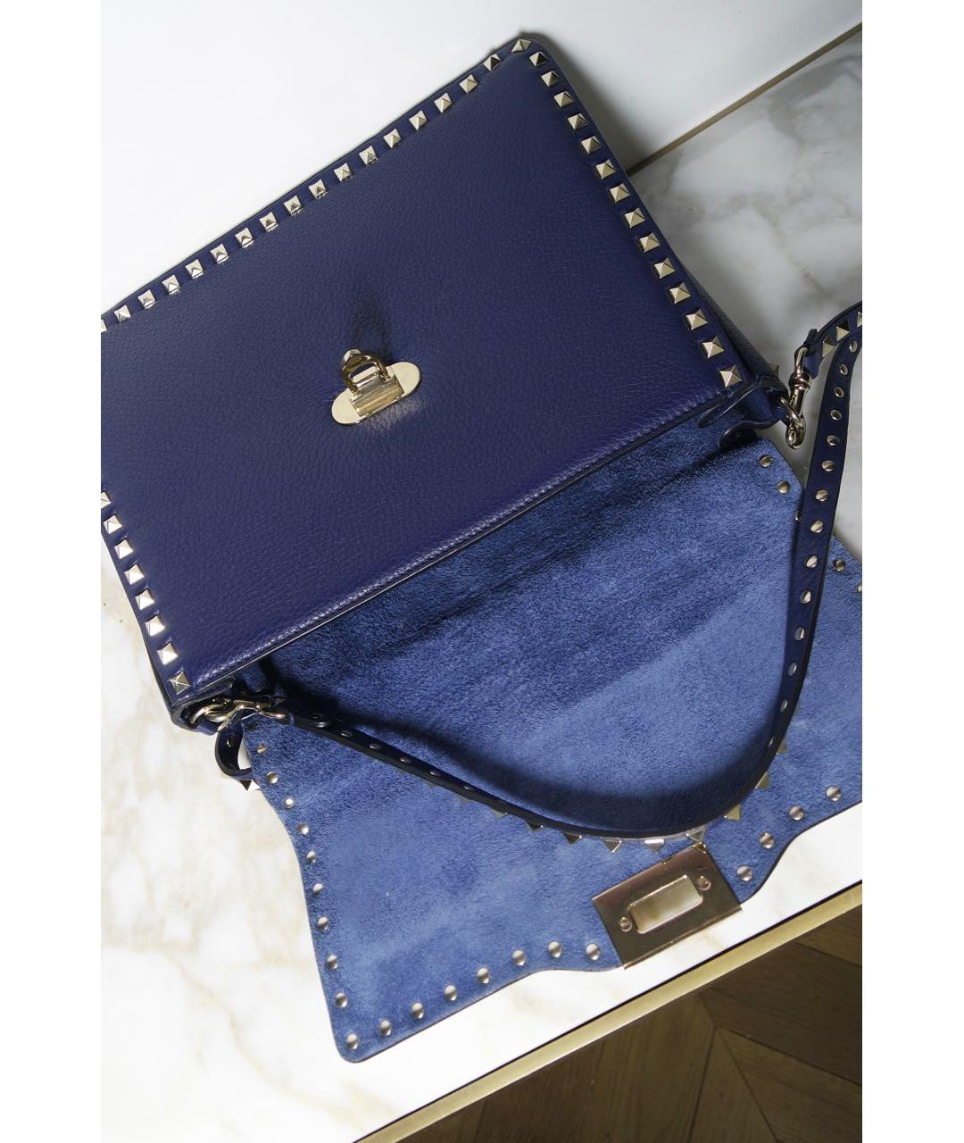 VALENTINO Синяя кожаная сумка с короткими ручками, фото 6
