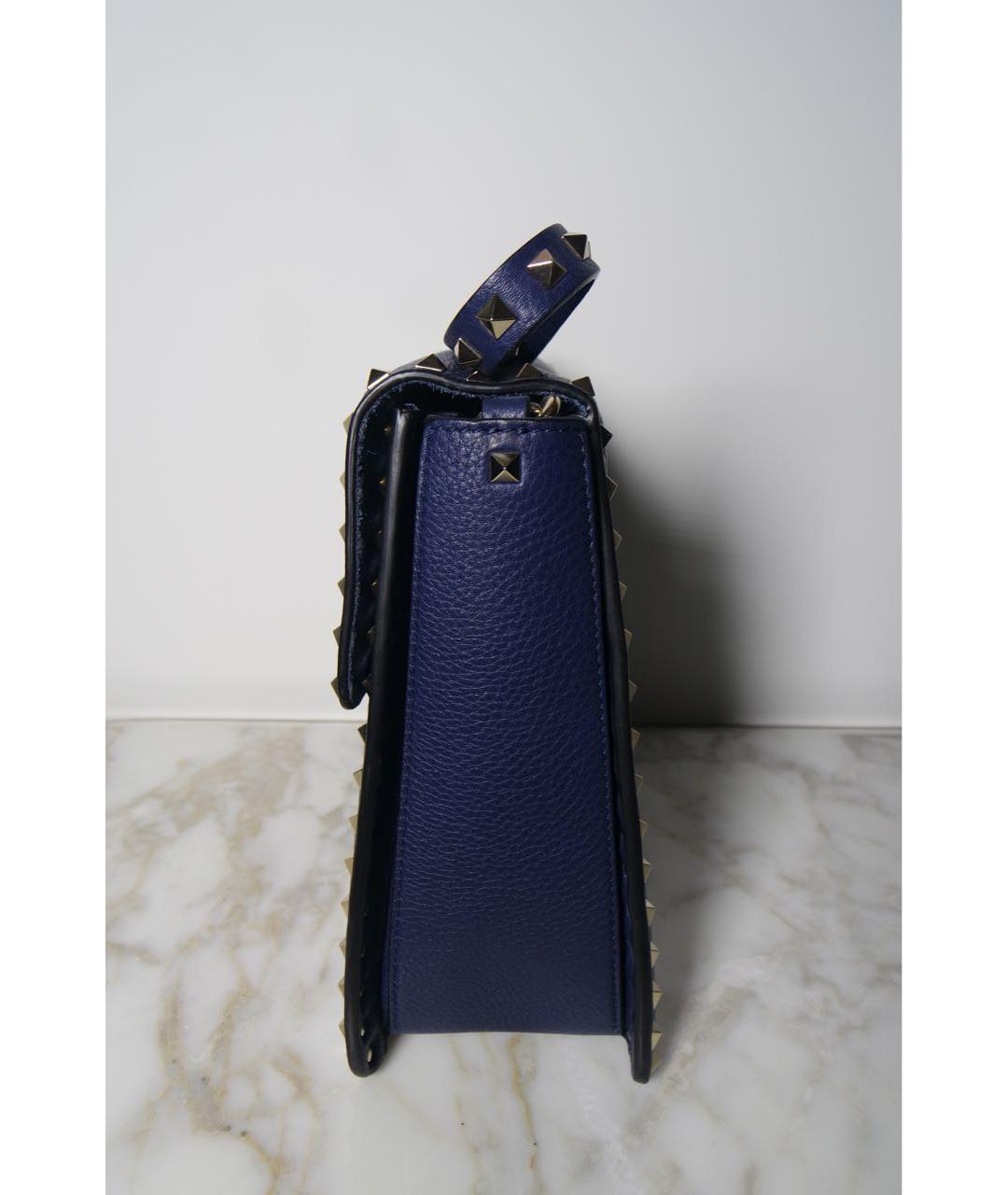 VALENTINO Синяя кожаная сумка с короткими ручками, фото 3