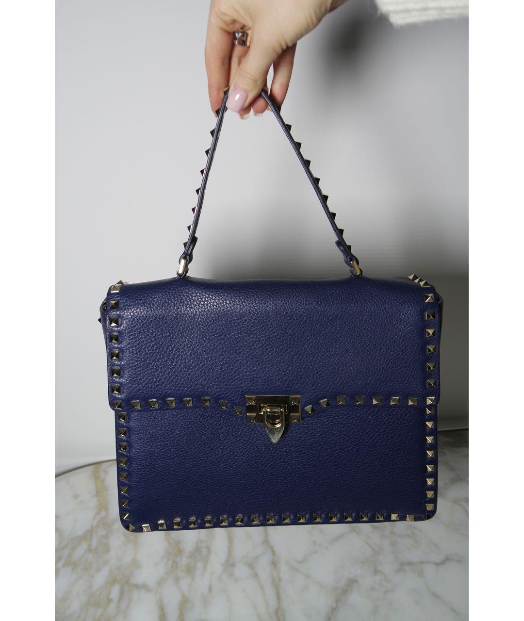 VALENTINO Синяя кожаная сумка с короткими ручками, фото 9