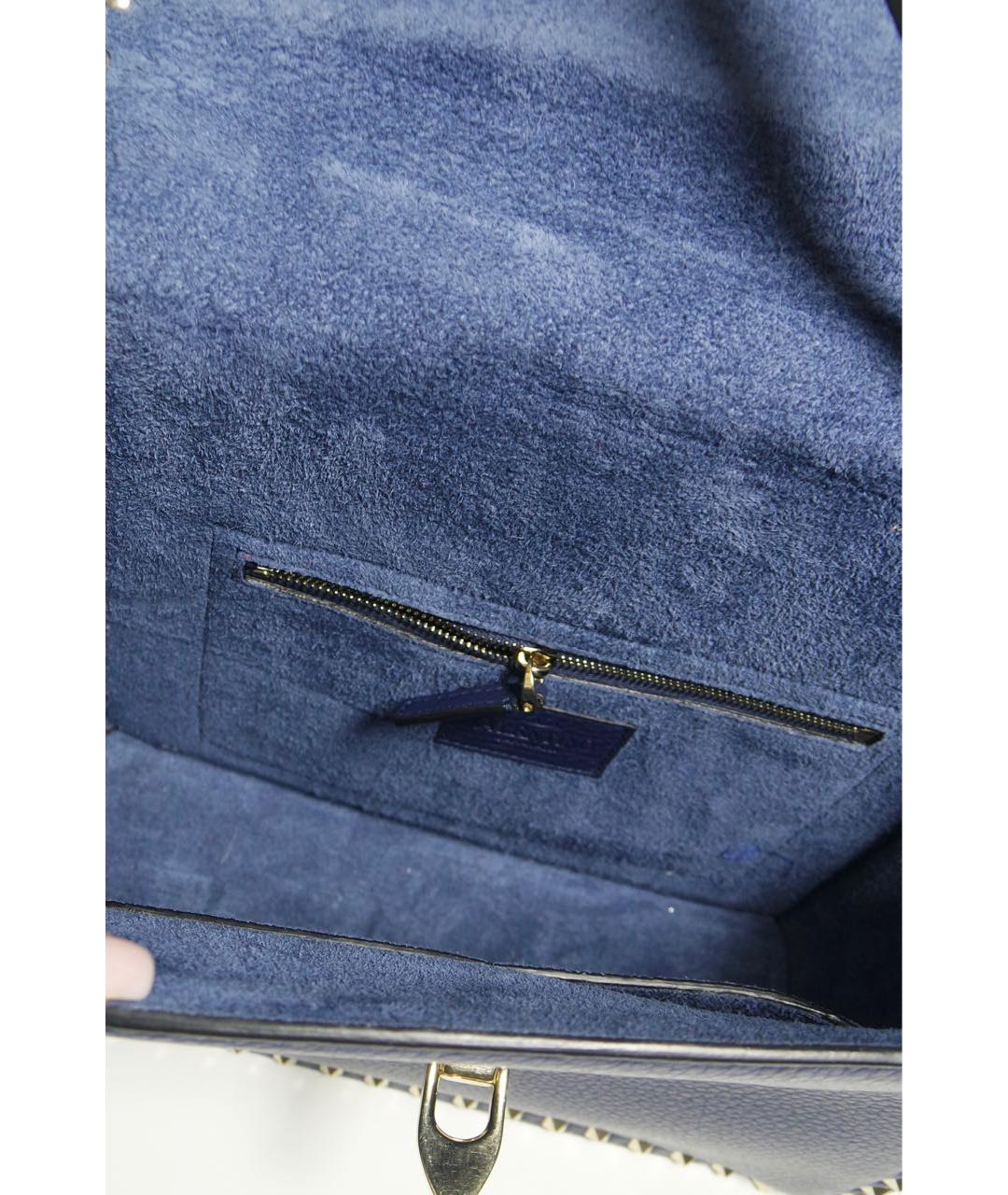 VALENTINO Синяя кожаная сумка с короткими ручками, фото 5