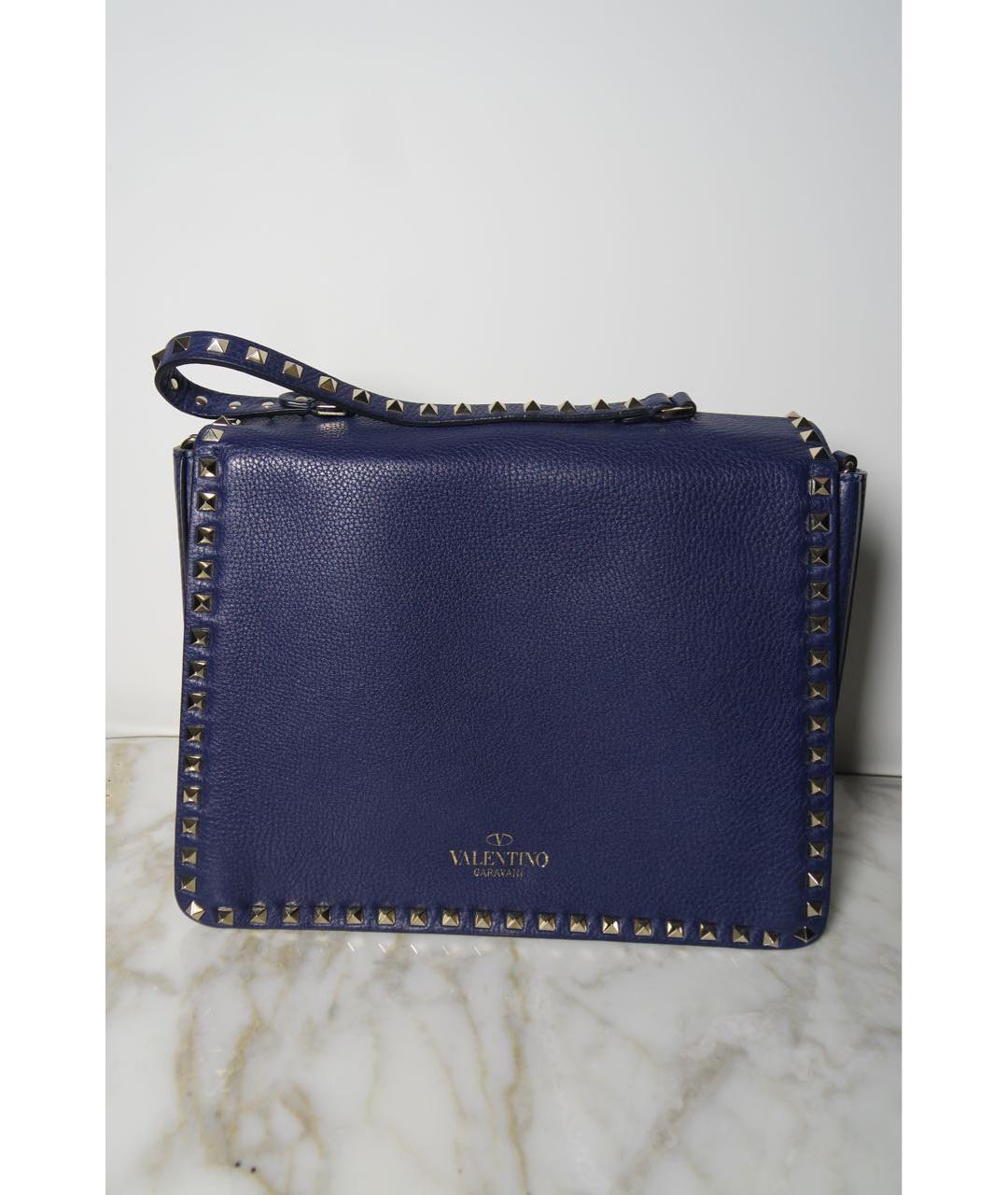 VALENTINO Синяя кожаная сумка с короткими ручками, фото 4