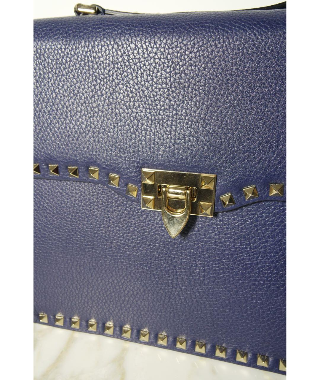 VALENTINO Синяя кожаная сумка с короткими ручками, фото 2