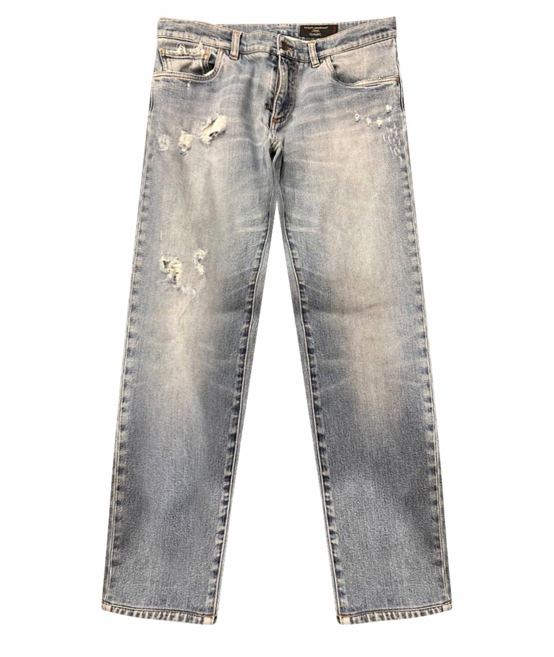 DOLCE&GABBANA Голубые хлопковые прямые джинсы, фото 1