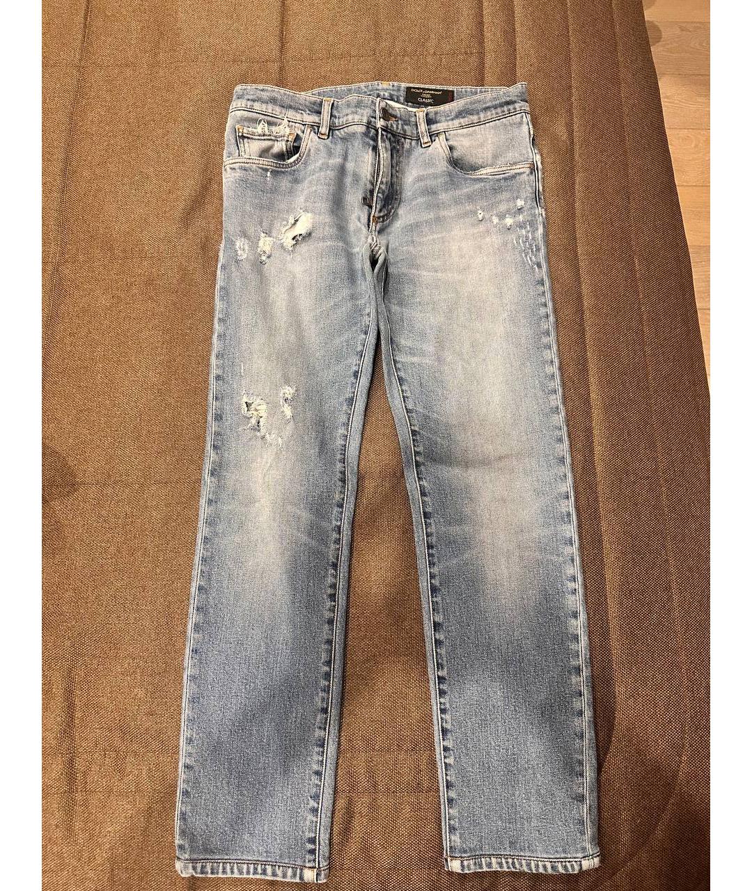 DOLCE&GABBANA Голубые хлопковые прямые джинсы, фото 2