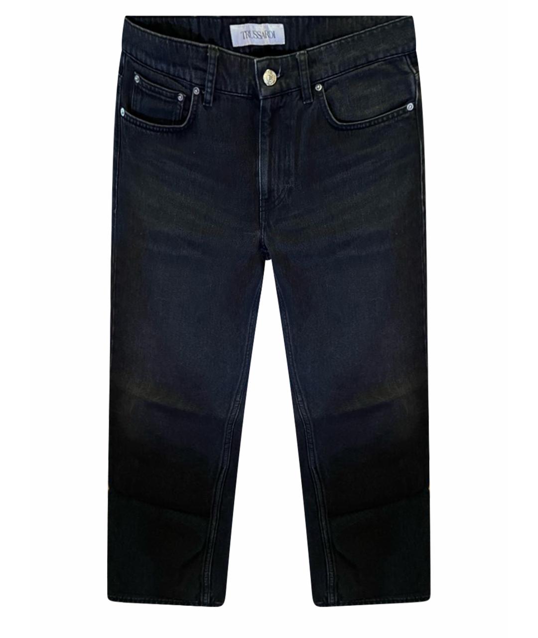 TRUSSARDI Черные хлопковые прямые джинсы, фото 1