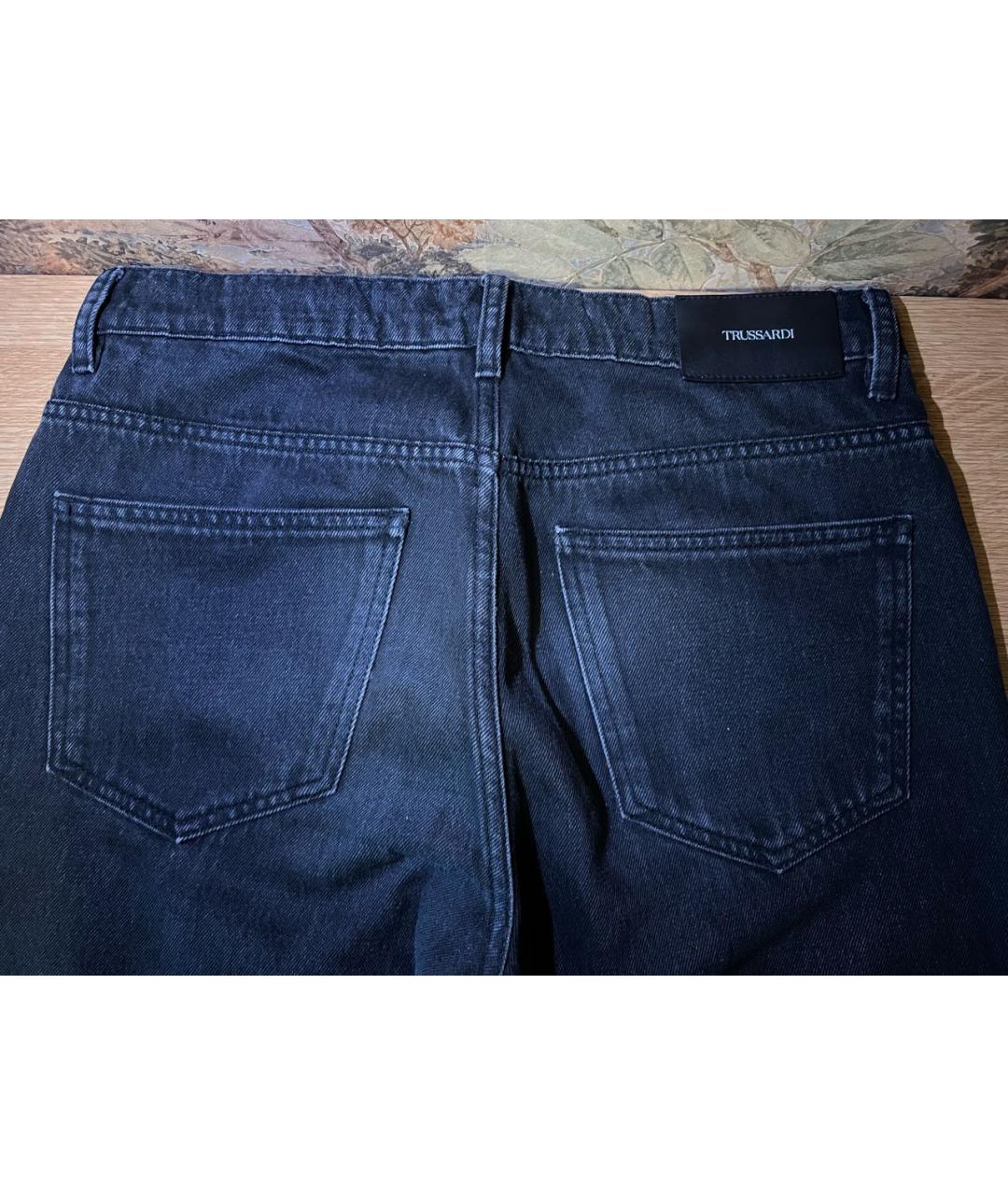 TRUSSARDI Черные хлопковые прямые джинсы, фото 3