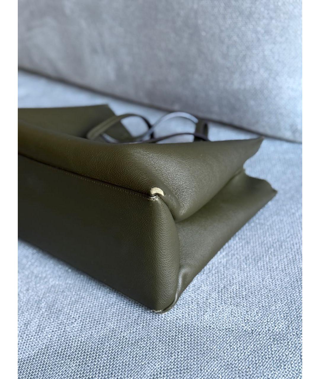 LOUIS VUITTON Хаки кожаная сумка тоут, фото 4