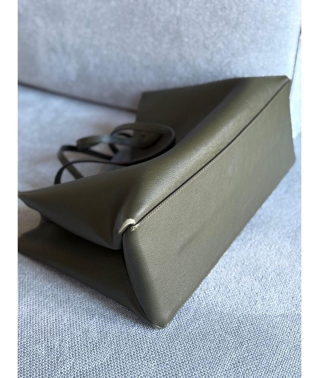 LOUIS VUITTON Хаки кожаная сумка тоут, фото 5