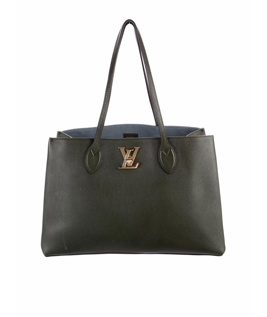 LOUIS VUITTON Хаки кожаная сумка тоут, фото 1