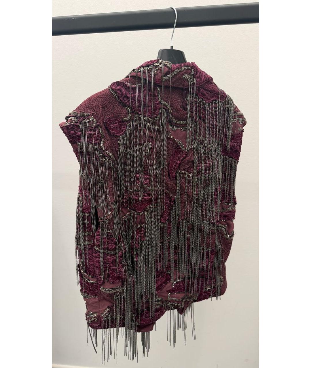 ROBERTO CAVALLI Бордовый хлопковый жилет, фото 2