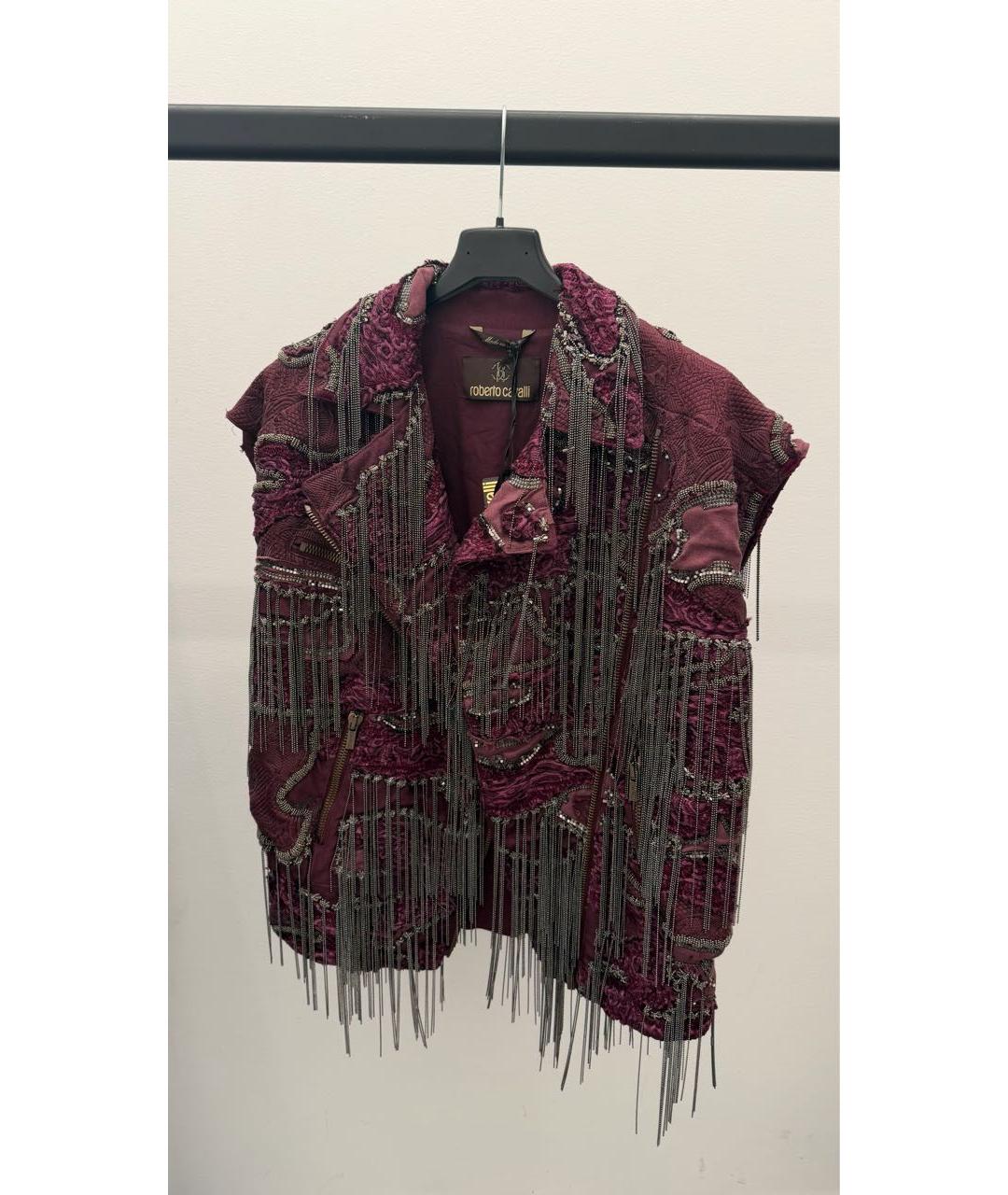 ROBERTO CAVALLI Бордовый хлопковый жилет, фото 4