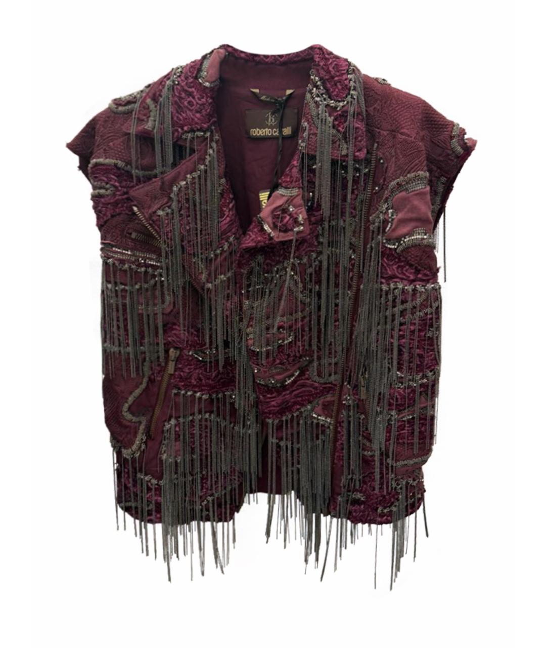 ROBERTO CAVALLI Бордовый хлопковый жилет, фото 1