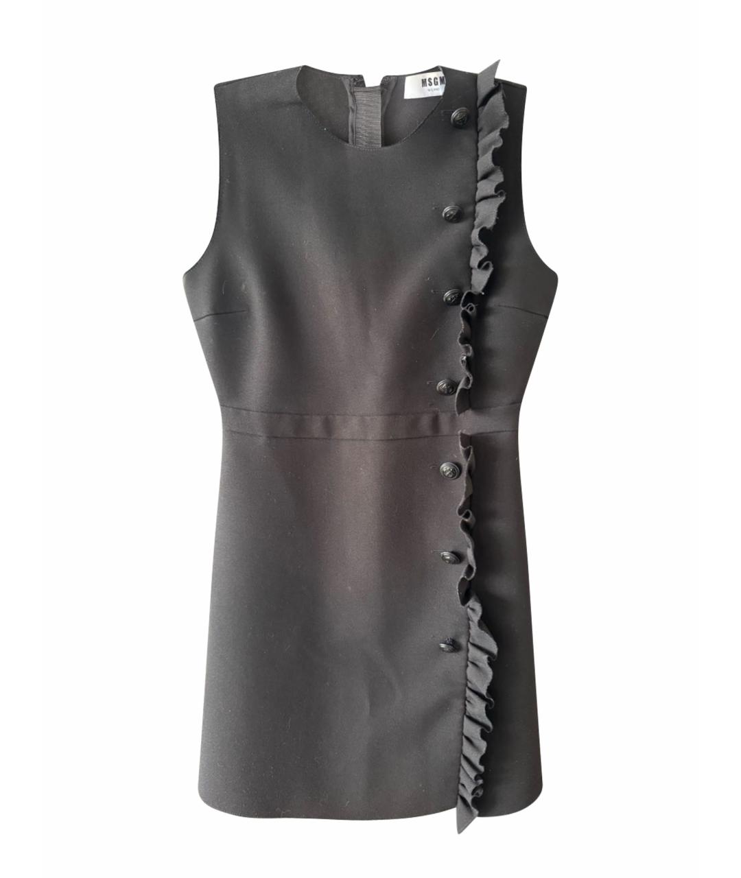 MSGM Черное шерстяное коктейльное платье, фото 1