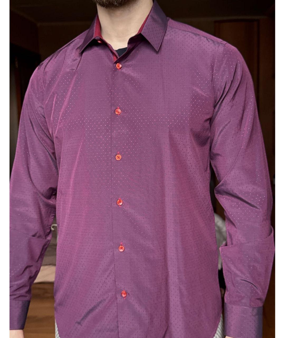 VAN CLEEF & ARPELS Бордовая хлопко-полиэстеровая классическая рубашка, фото 8