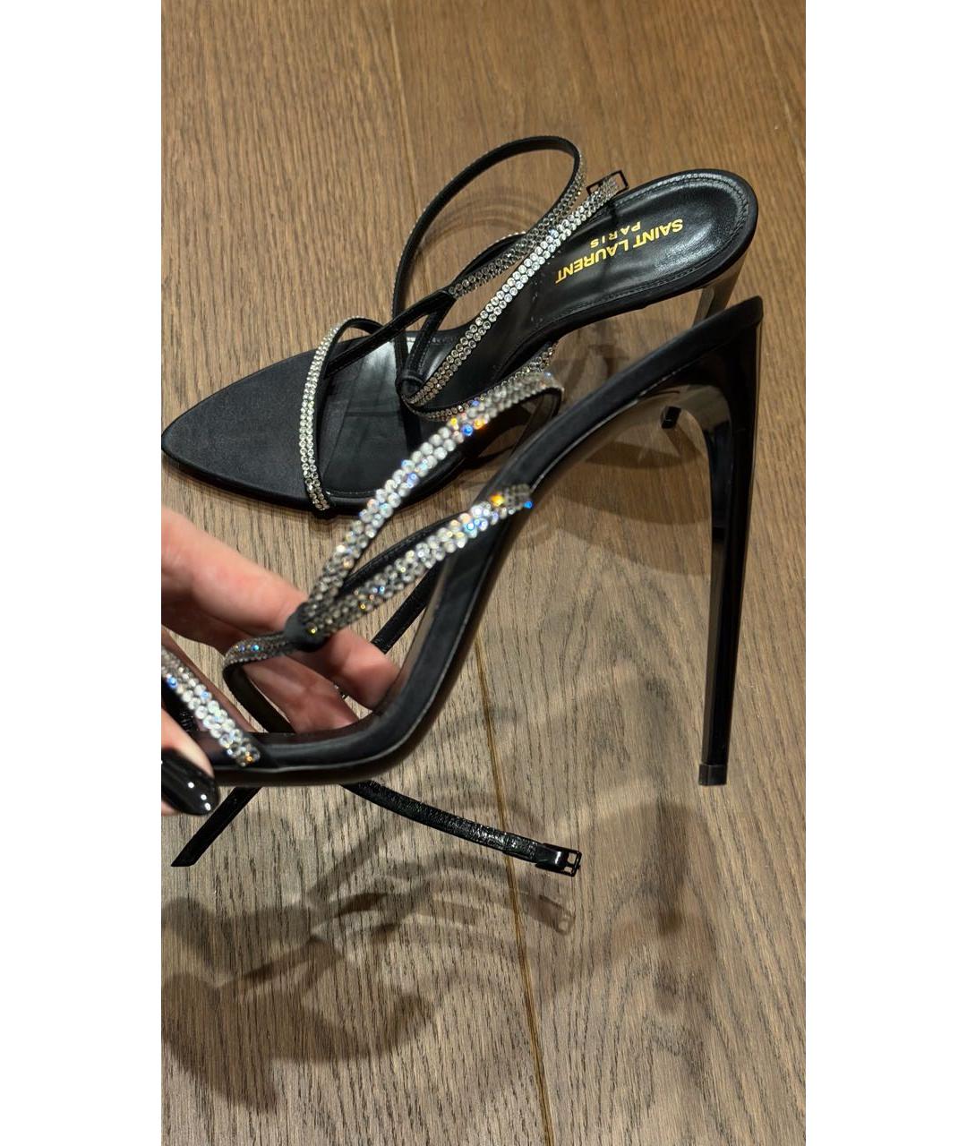 SAINT LAURENT Черные кожаные босоножки, фото 5