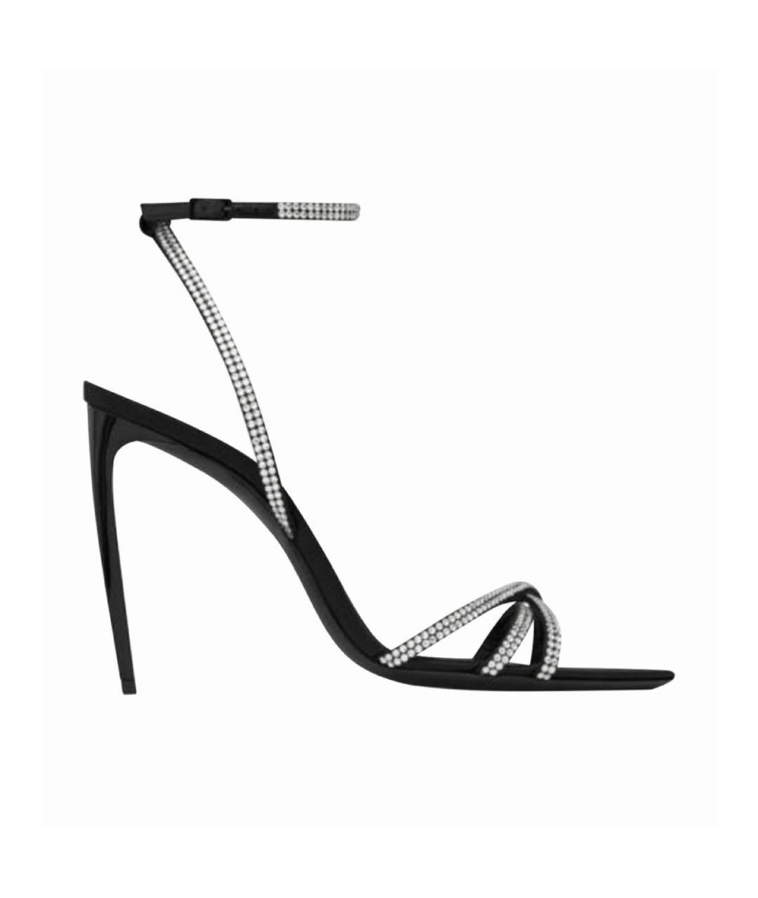 SAINT LAURENT Черные кожаные босоножки, фото 7