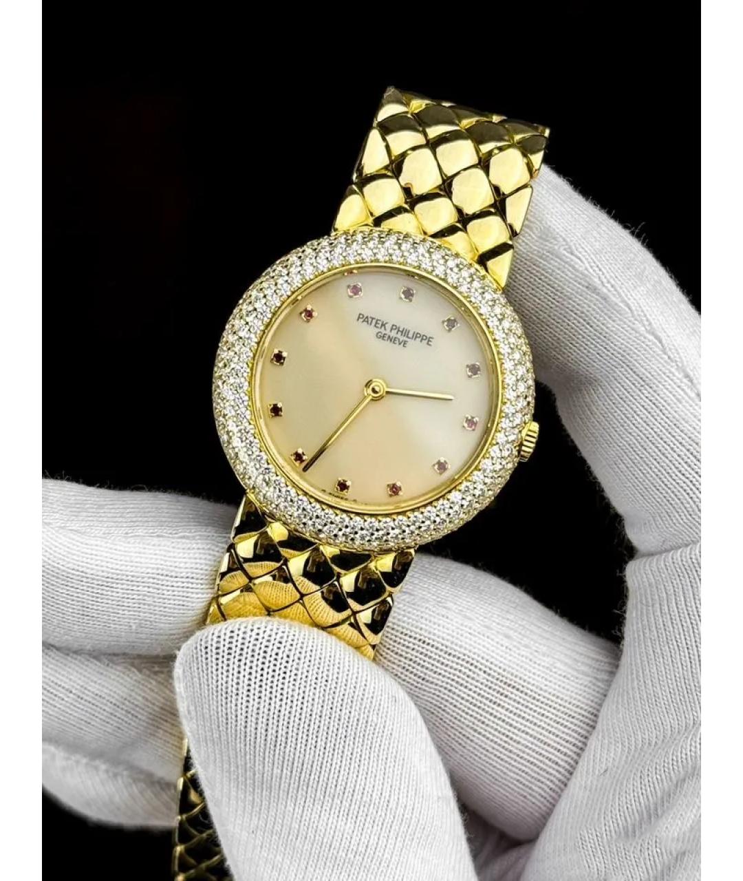 PATEK PHILIPPE Белые часы из желтого золота, фото 2