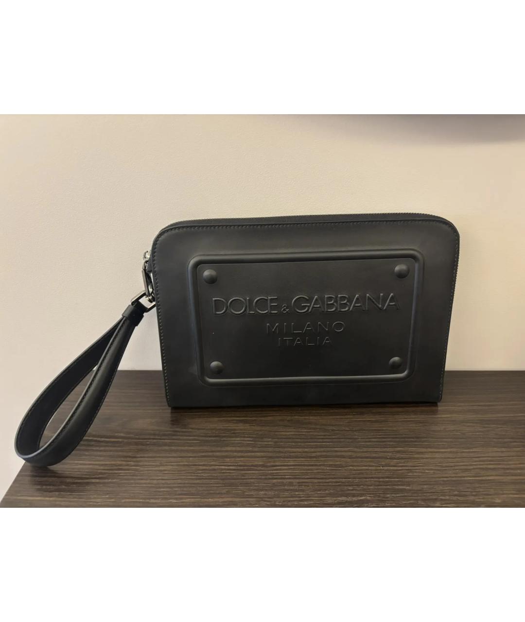 DOLCE&GABBANA Черная кожаная барсетка, фото 4