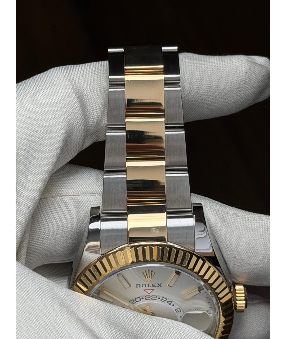 ROLEX Белые часы из желтого золота, фото 7