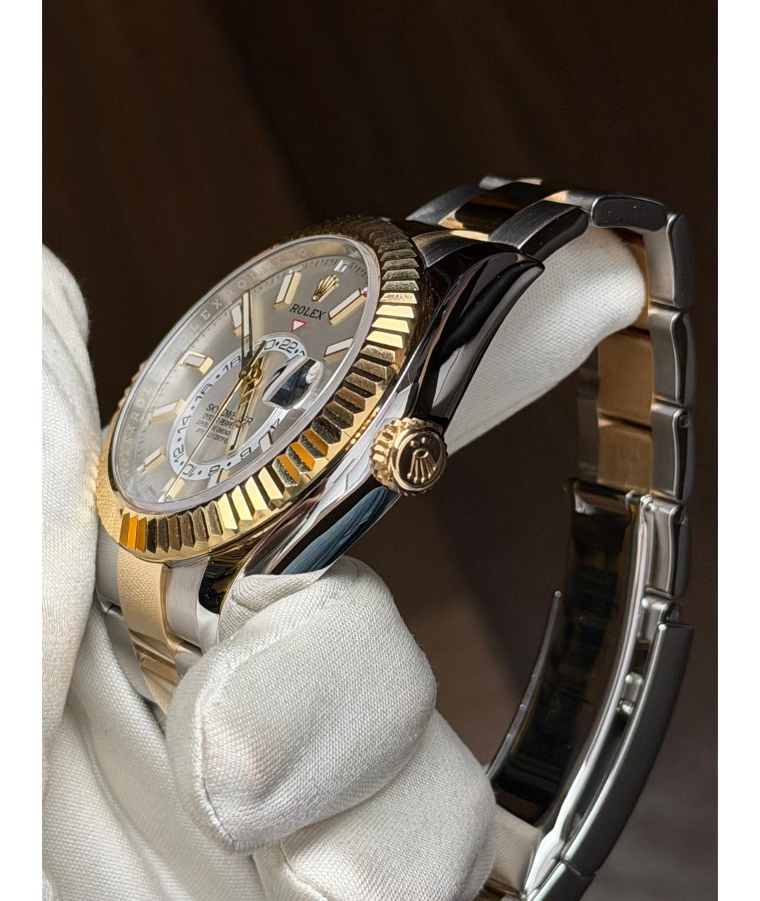 ROLEX Белые часы из желтого золота, фото 4