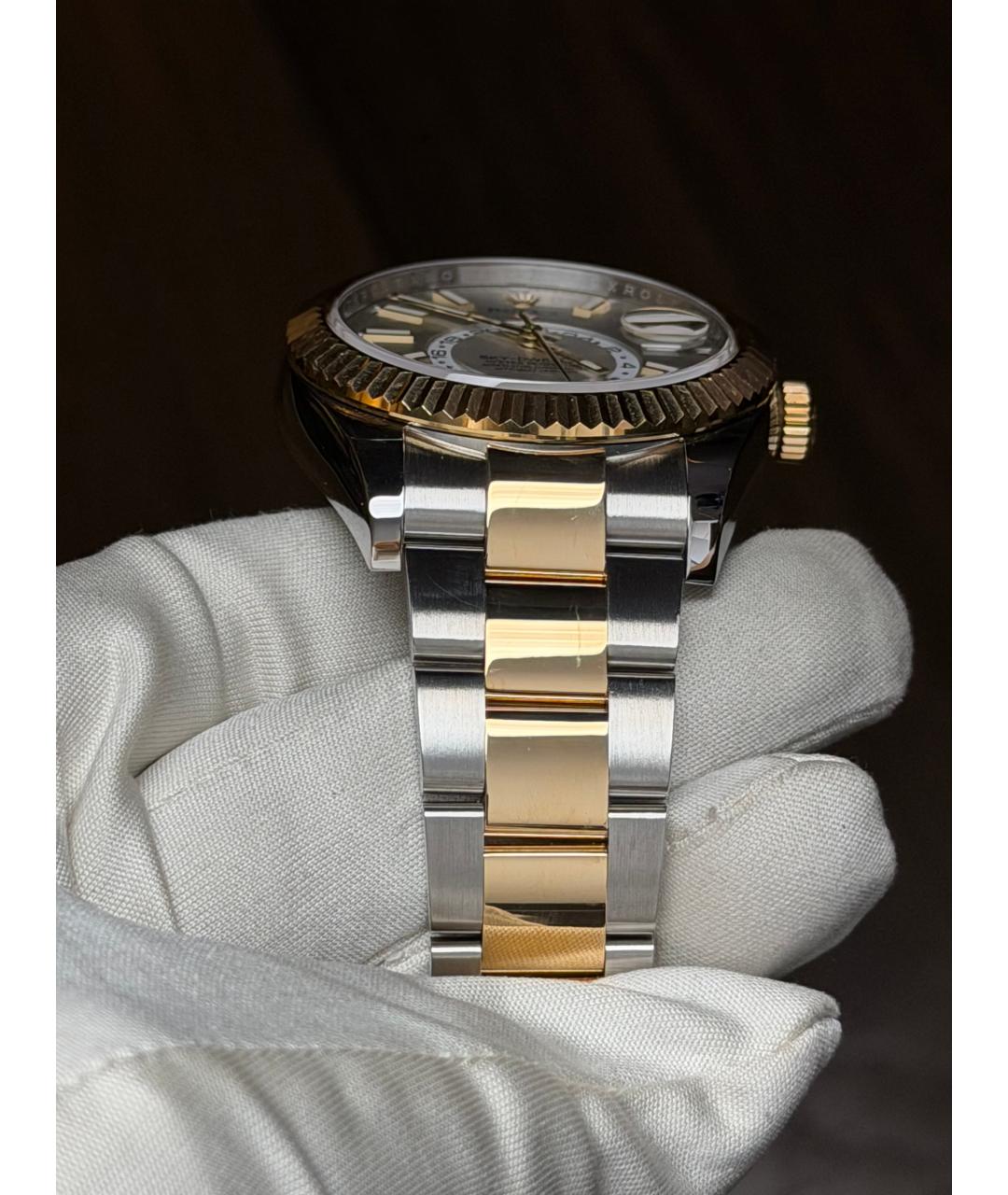 ROLEX Белые часы из желтого золота, фото 6