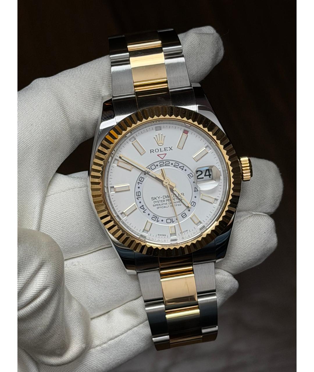 ROLEX Белые часы из желтого золота, фото 2