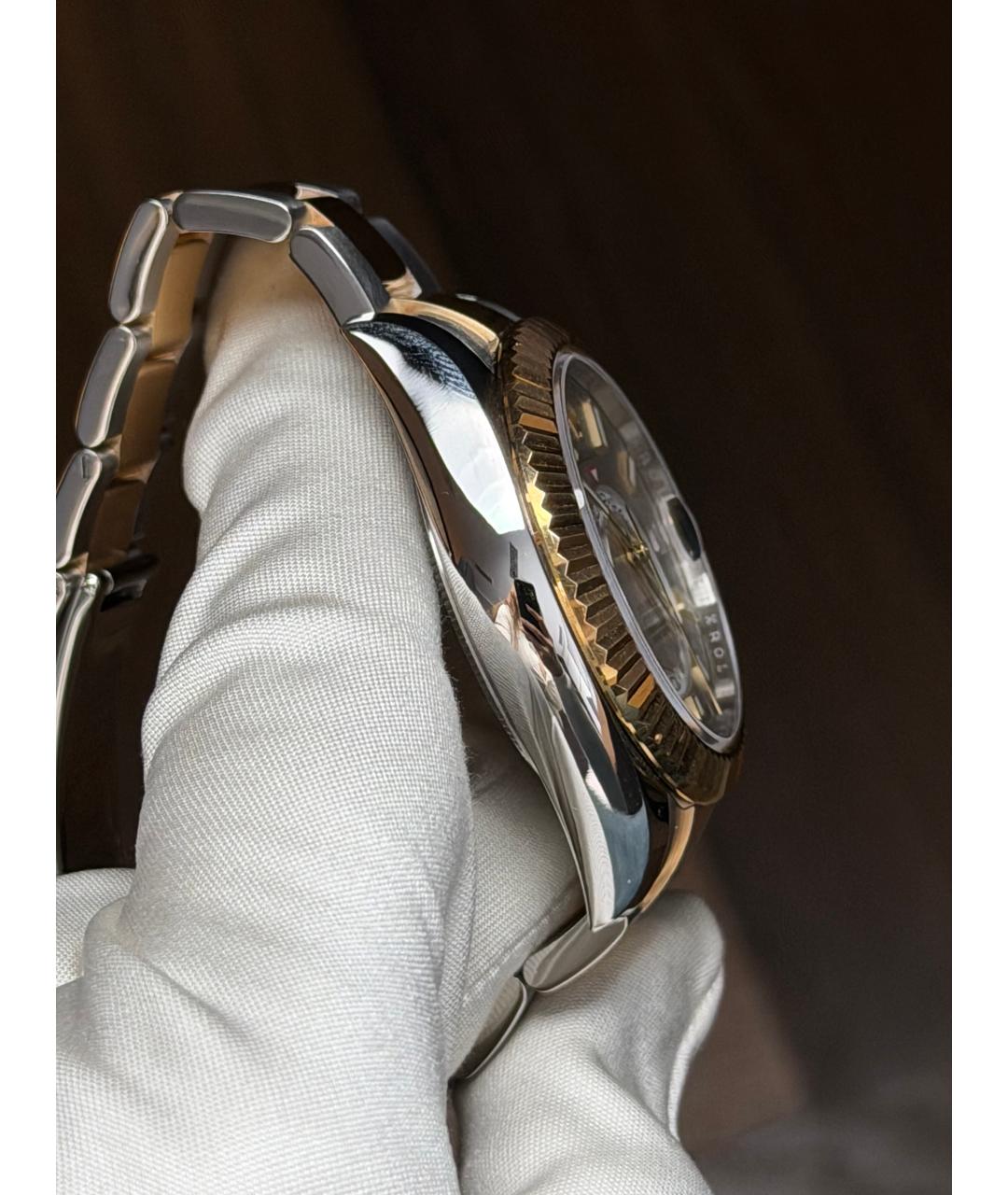 ROLEX Белые часы из желтого золота, фото 5