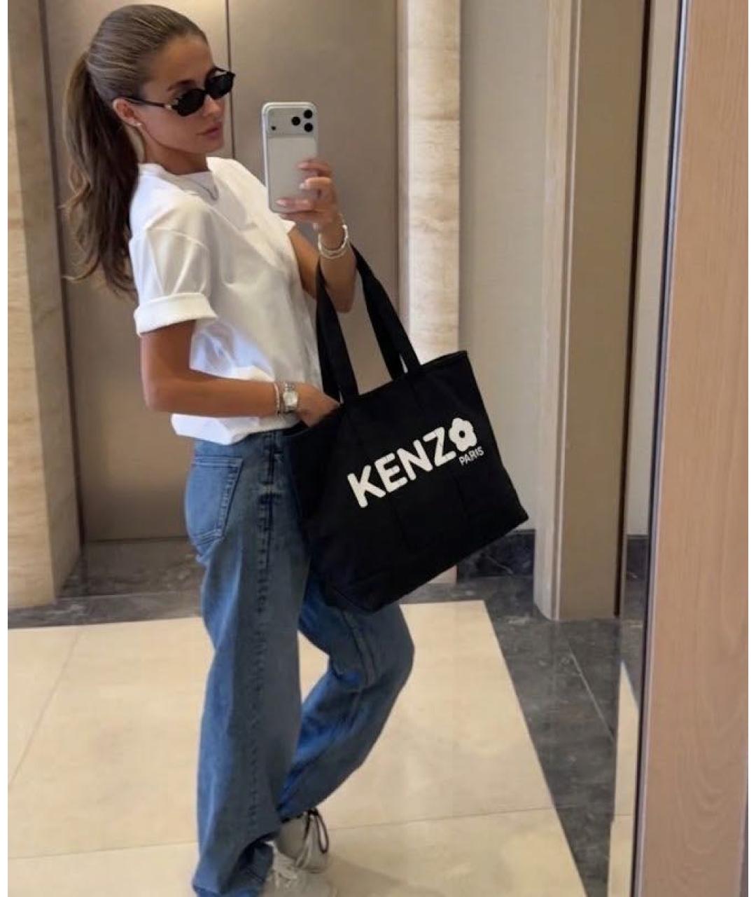 KENZO Черная хлопковая сумка тоут, фото 3