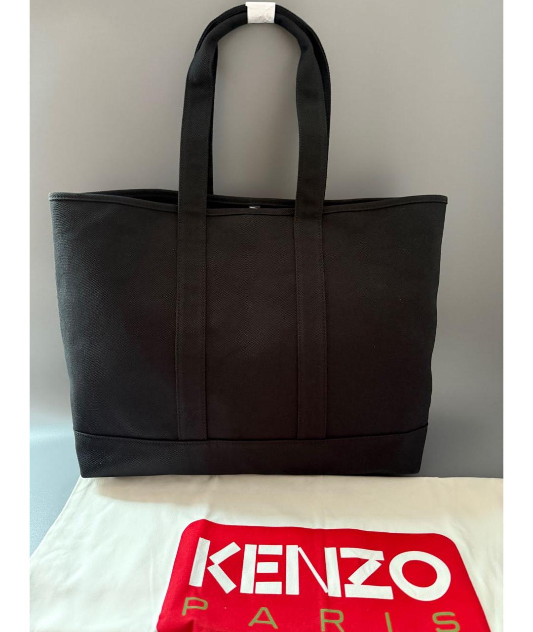 KENZO Черная хлопковая сумка тоут, фото 4