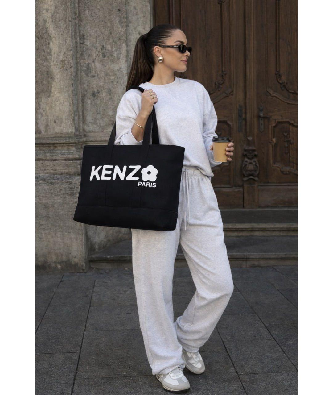 KENZO Черная хлопковая сумка тоут, фото 6