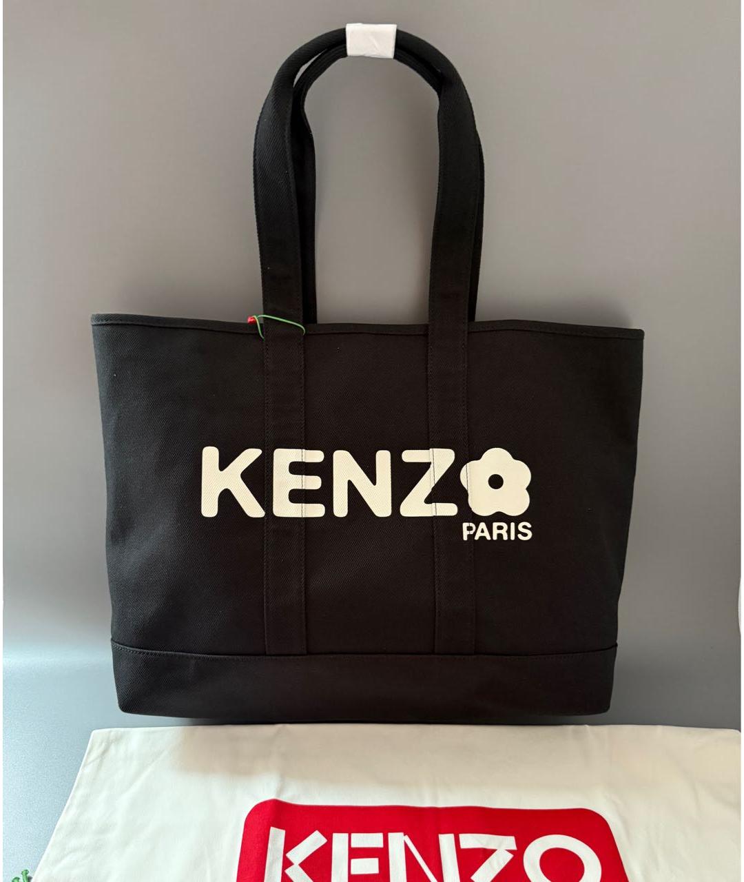 KENZO Черная хлопковая сумка тоут, фото 5