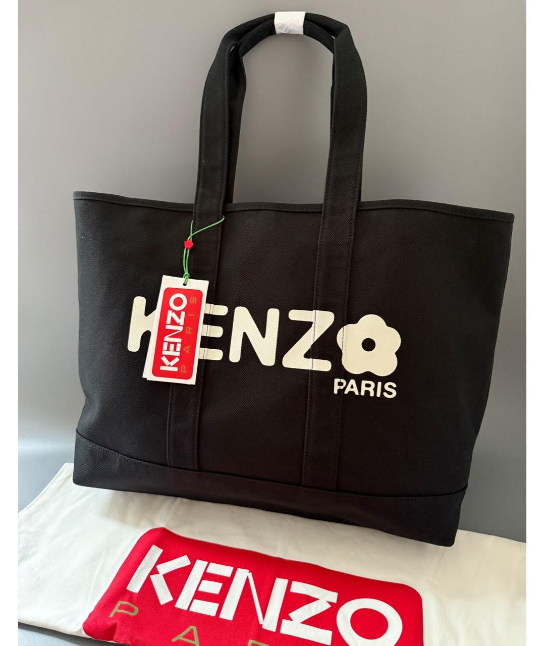 KENZO Черная хлопковая сумка тоут, фото 2