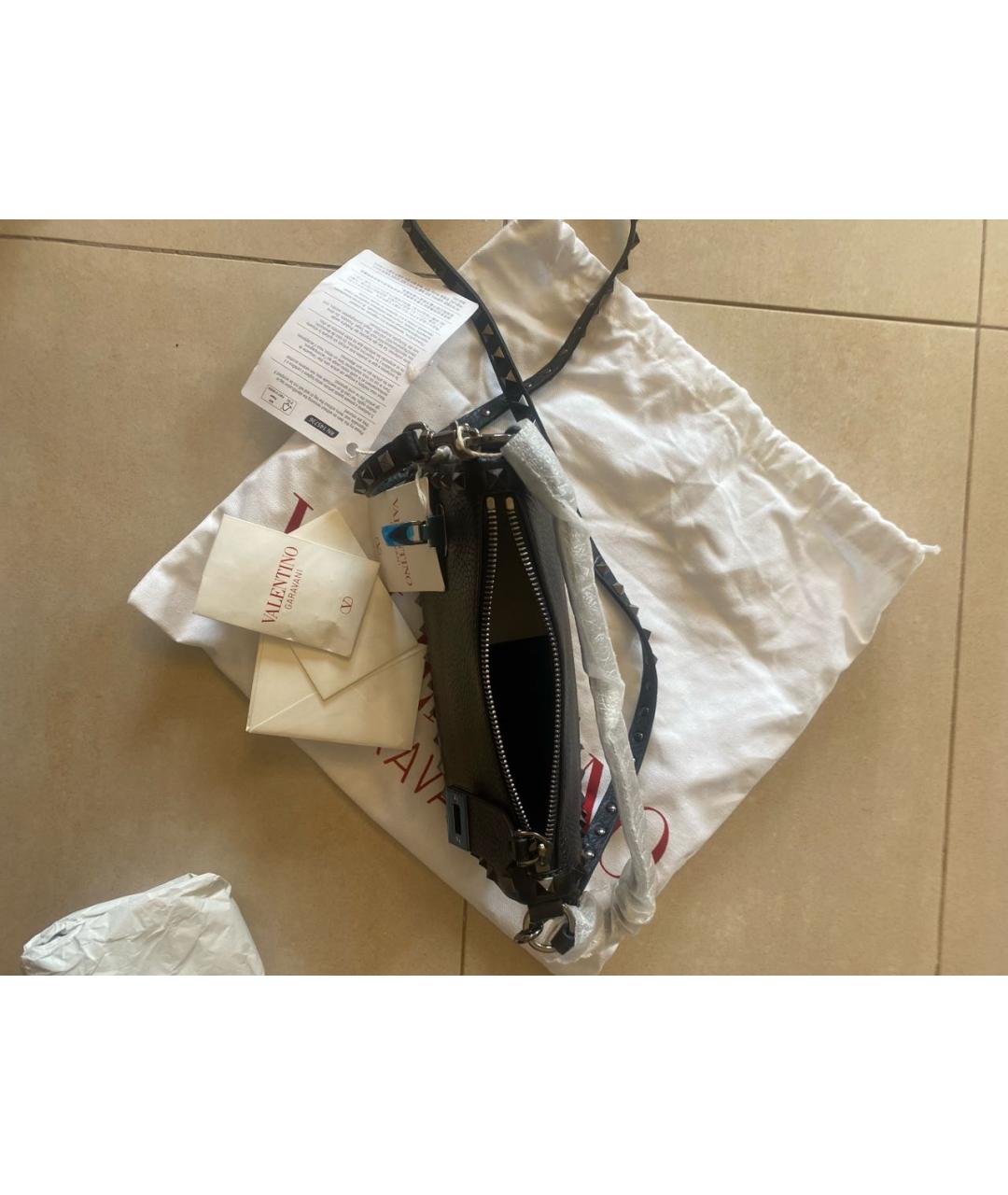 VALENTINO Черная кожаная сумка через плечо, фото 4