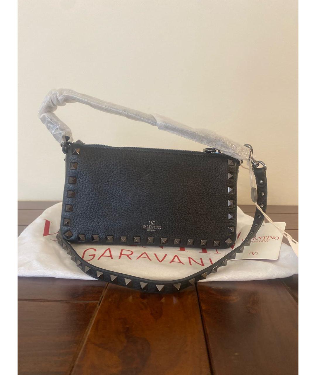 VALENTINO Черная кожаная сумка через плечо, фото 3