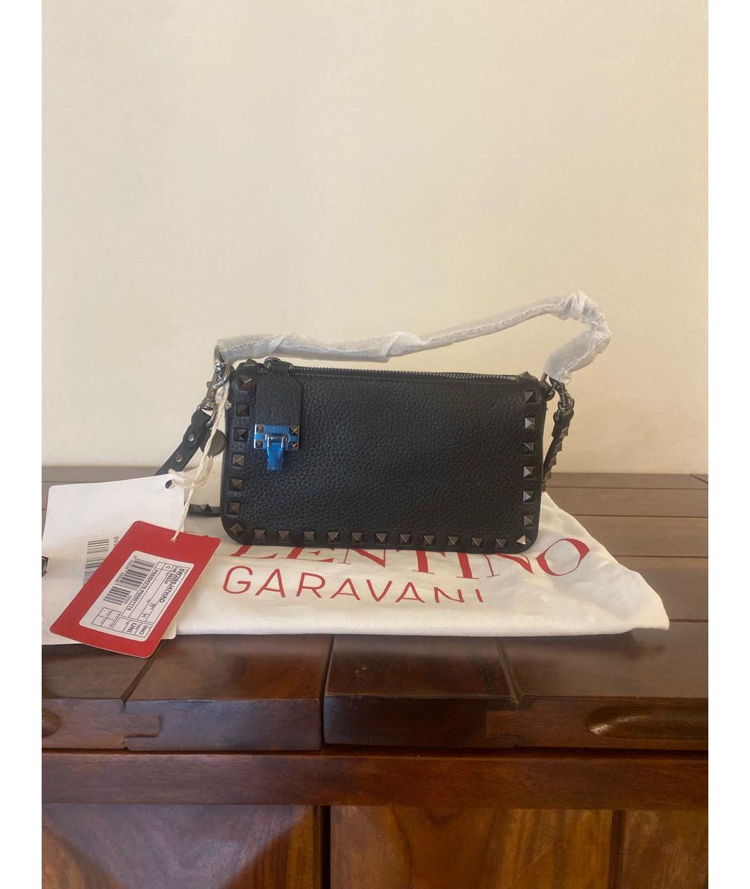 VALENTINO Черная кожаная сумка через плечо, фото 5