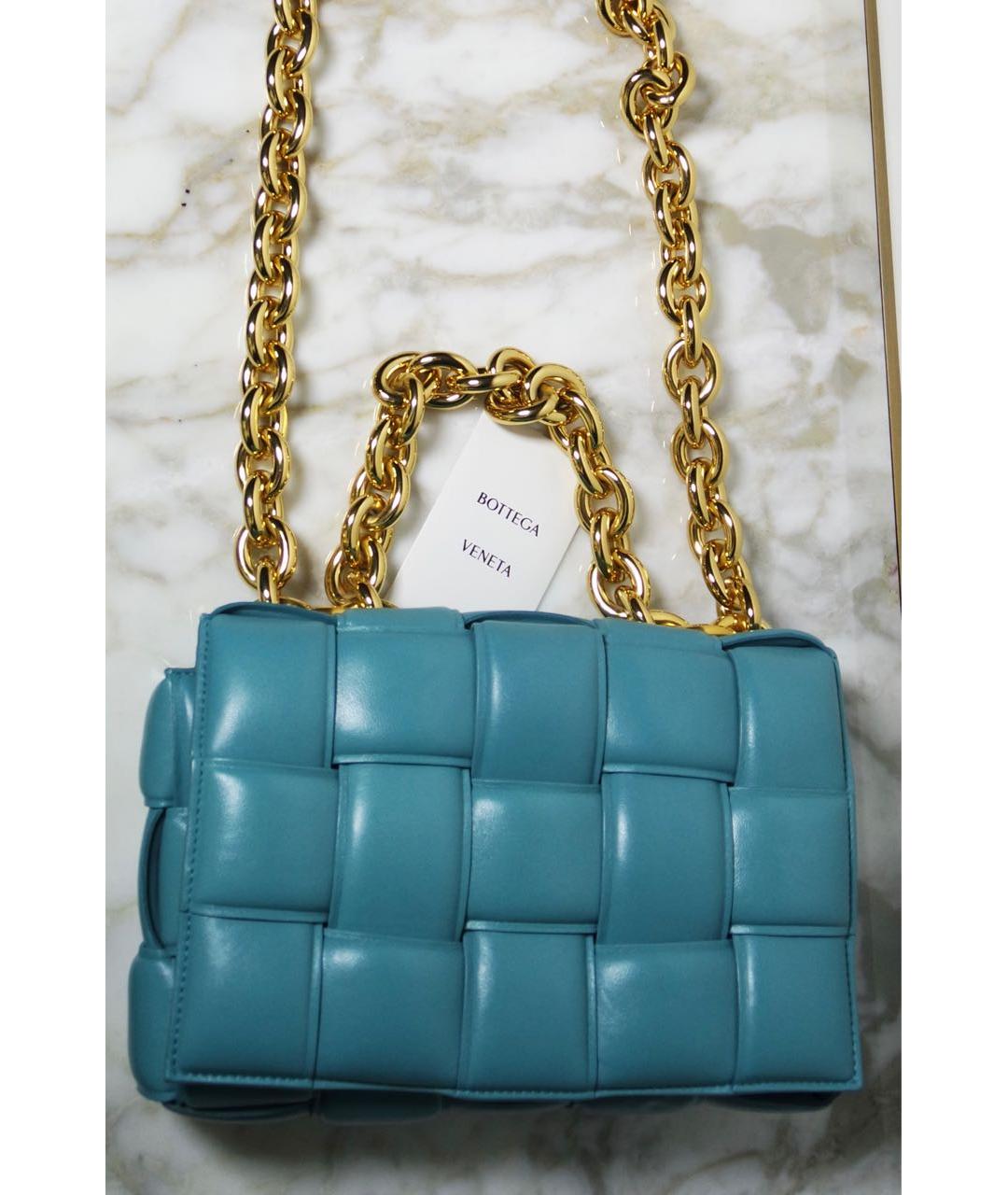 BOTTEGA VENETA Бирюзовая кожаная сумка через плечо, фото 3