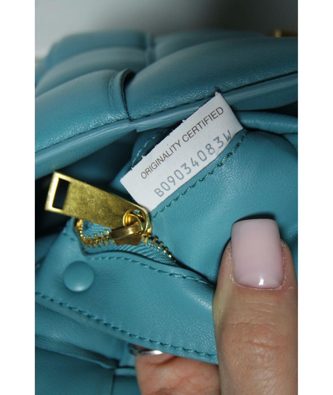 BOTTEGA VENETA Бирюзовая кожаная сумка через плечо, фото 6